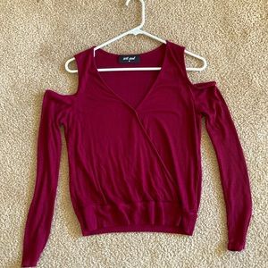 🌱3/$15🌱Cold-Shoulder Rib Knit V-Neck Sweater